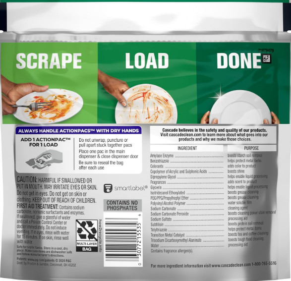 Cascade Platinum Dishwasher Pods Fresh Scent 12 Count Travel Trial Size Bag