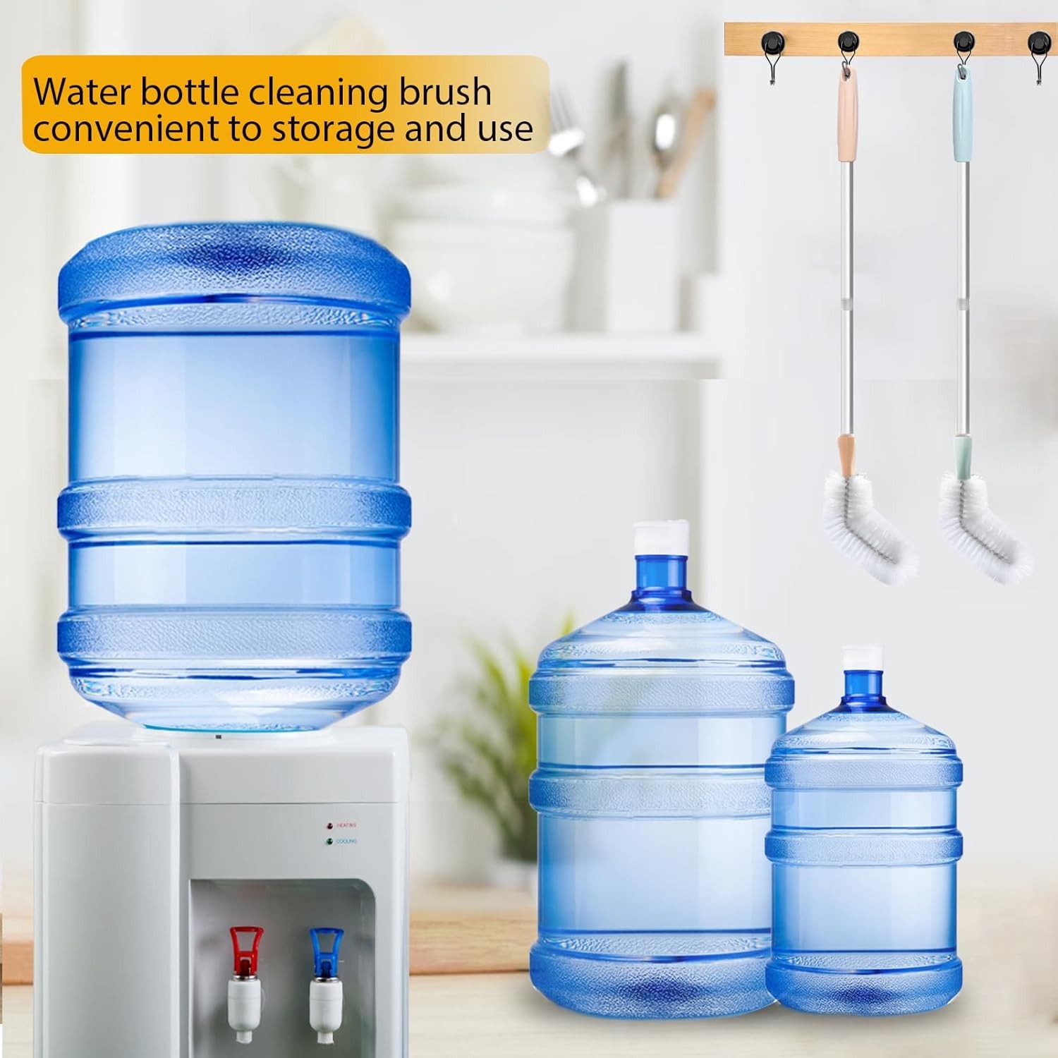 Bendable Long Water Bottle Cleaning Brush 2 Pack 28inch Nylo Bristle Water