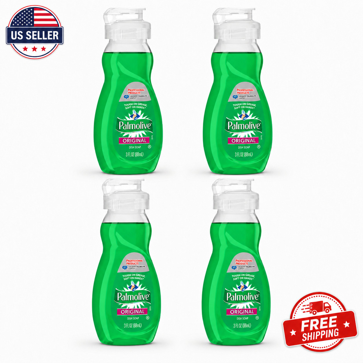 Palmolive Original Dish Soap 3 oz Travel Size Liquid Dish Detergent Green 4 pack