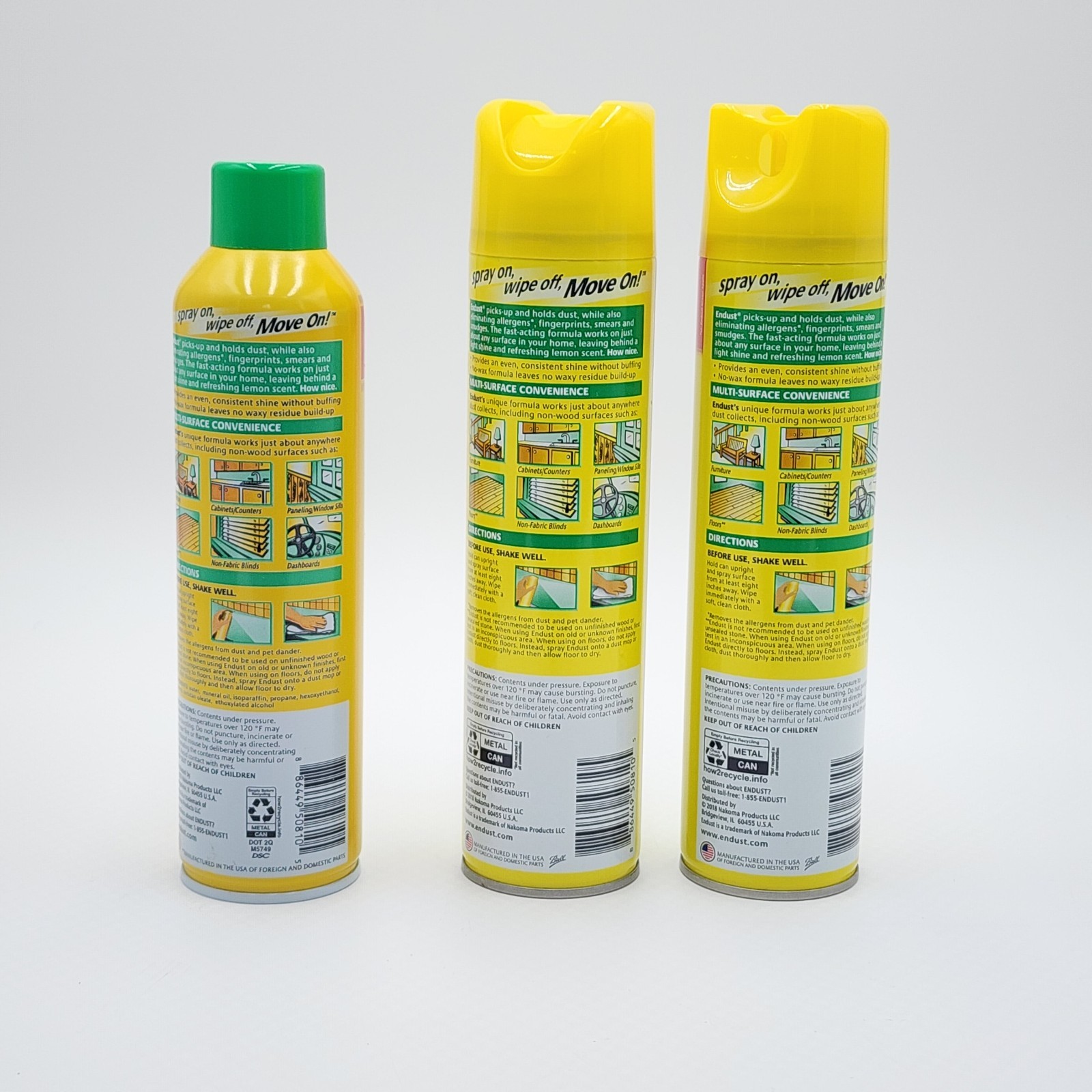 Endust Multi-Surface Dusting & Cleaning Spray Aerosol Lemon Zest 3 Cans 12.5 Oz