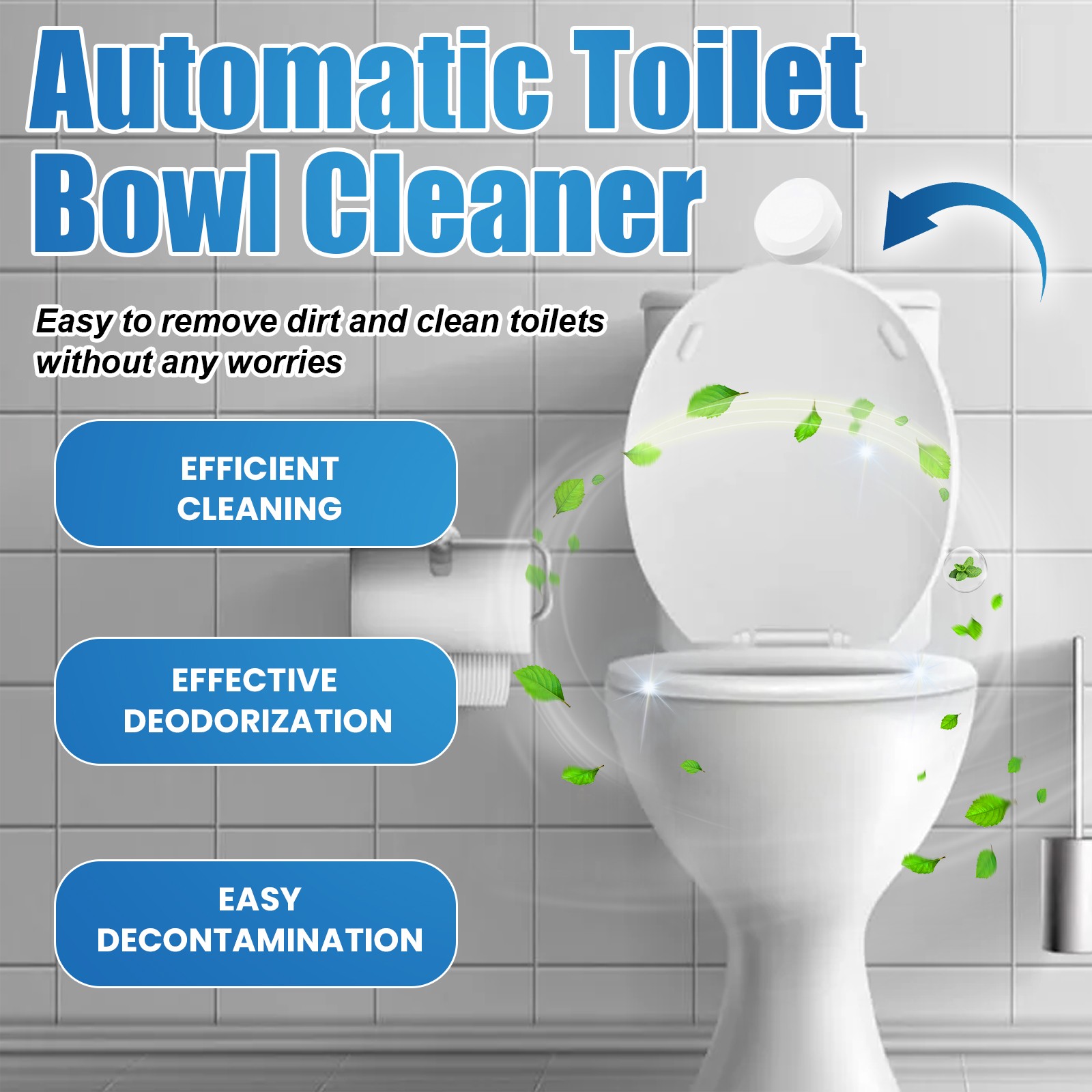 Automatic Toilet Bowl Cleaner, Toilet Cleaning Odor Urine Stains Dirt Cleaning T
