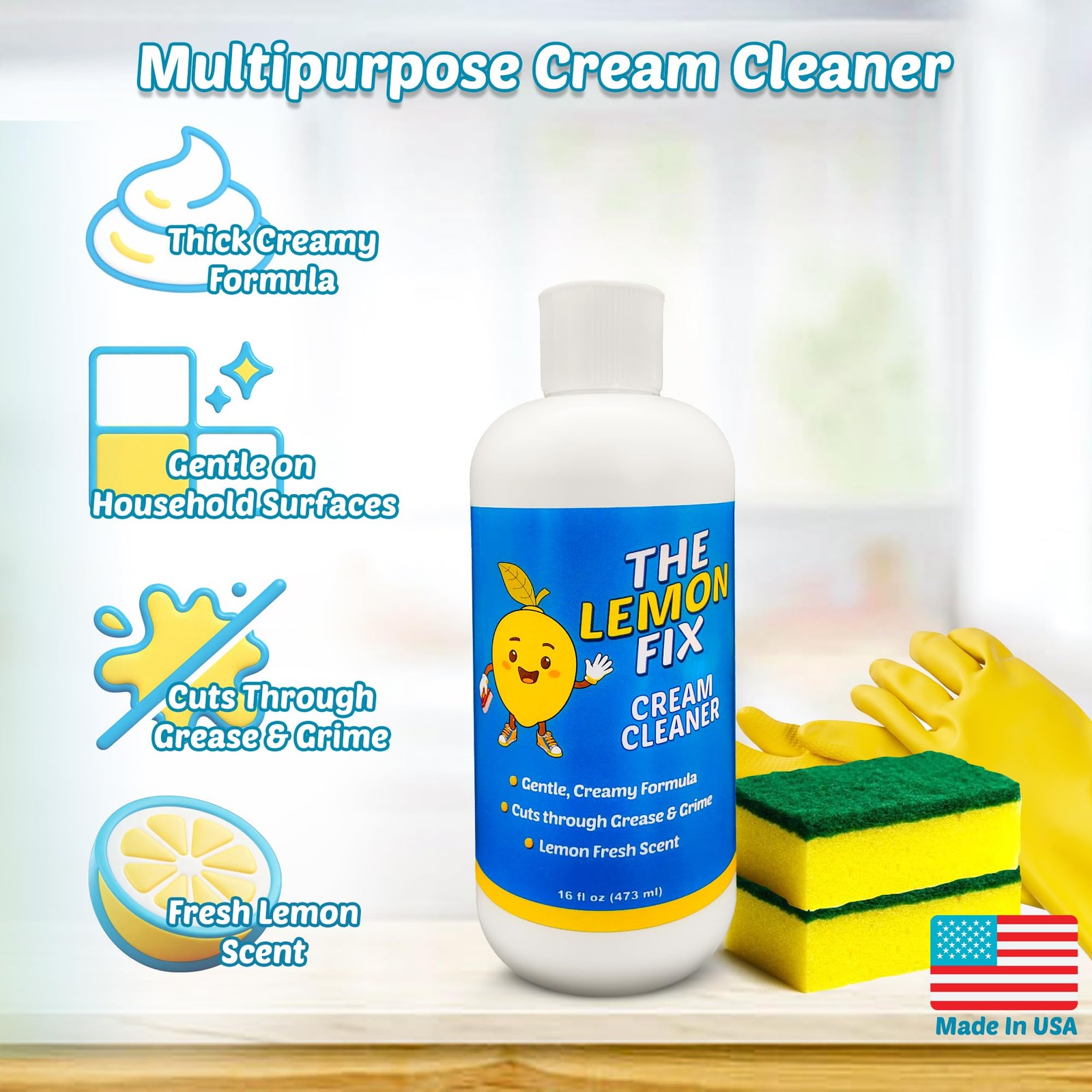 Cream Cleaner for Soap Scum, Hard Water & Grease, The Lemon Fix -Strength Mul…