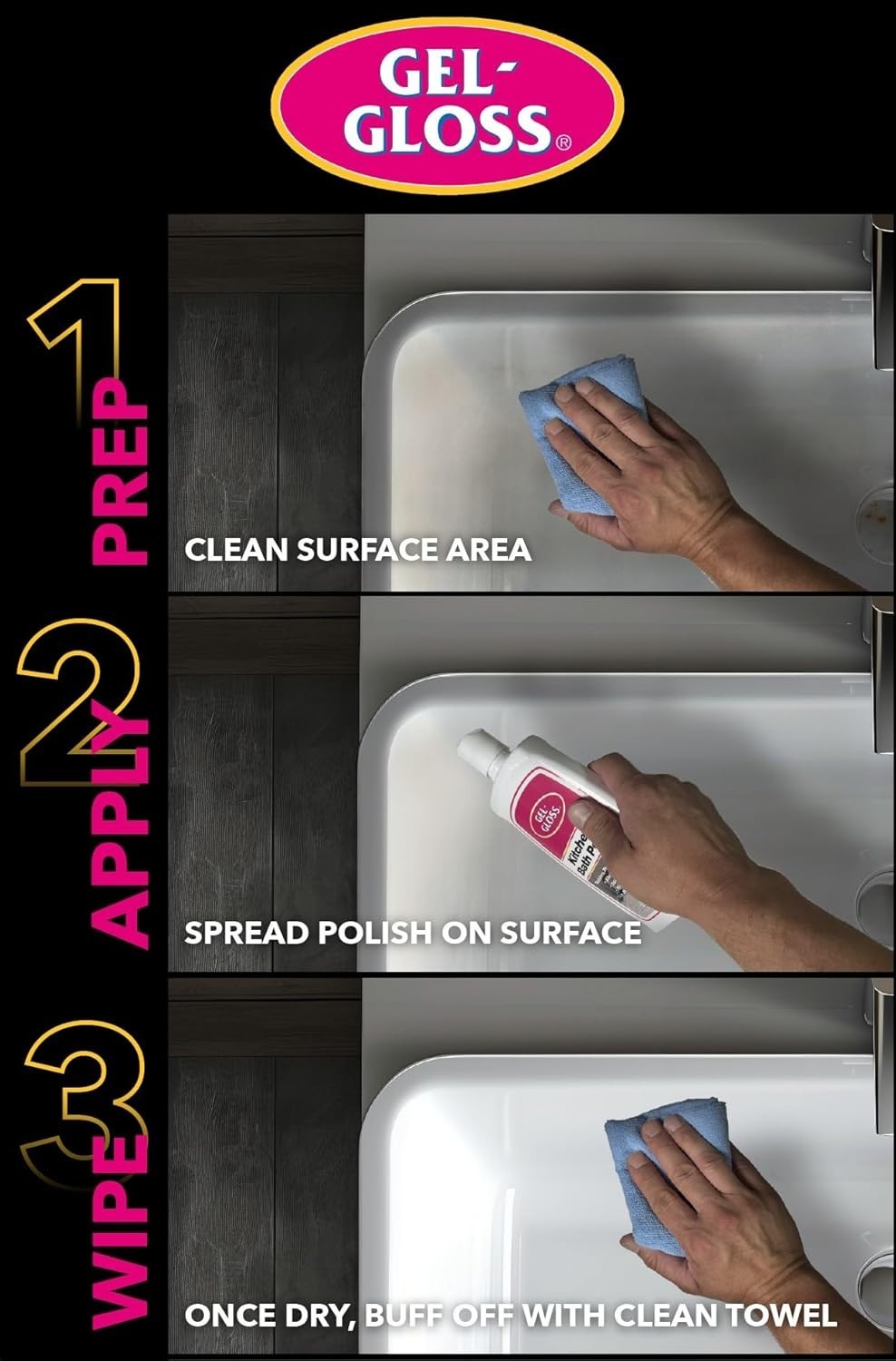 TR Industries GG-1 Gel-Gloss Kitchen and Bath Polish, 16 Fl. Oz, White