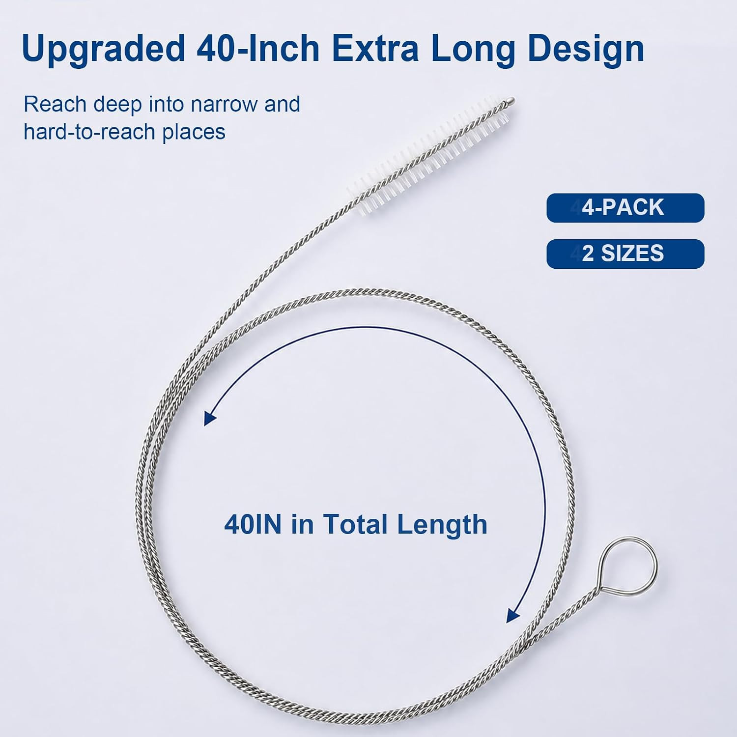 40 Inches 4-Pack Extra Long Cleaner Brush Set, Stainless Steel Pipe Cleaner Brus