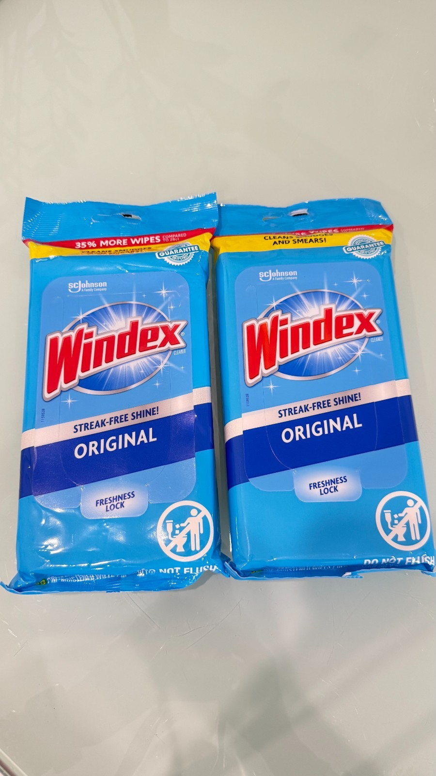 Windex Glass and Surface Pre-Moistened Wipes Original (38 Count) Pack of 2