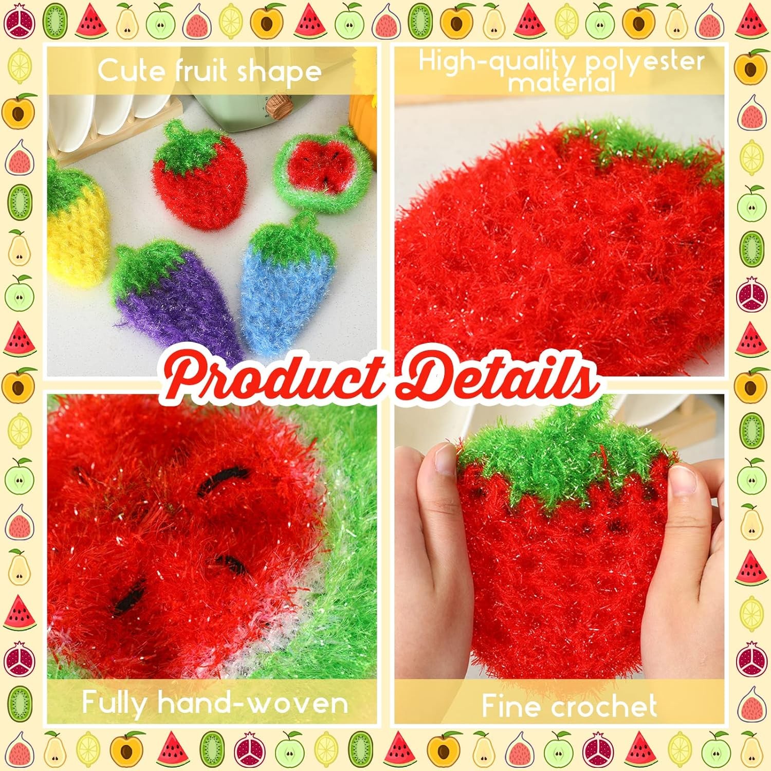10 Pieces Fruit Dish Scrubber Non Scratch Cleaning Sponge Double Layered Dish