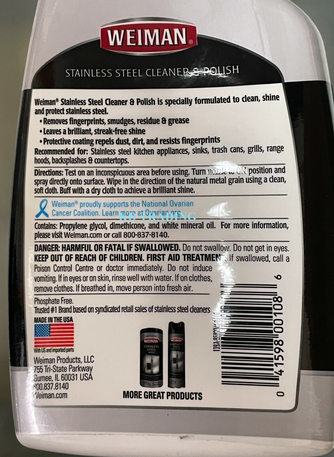 (2-Pk) Weiman STAINLESS STEEL Appliance Grill Range CLEANER & POLISH Streak Free