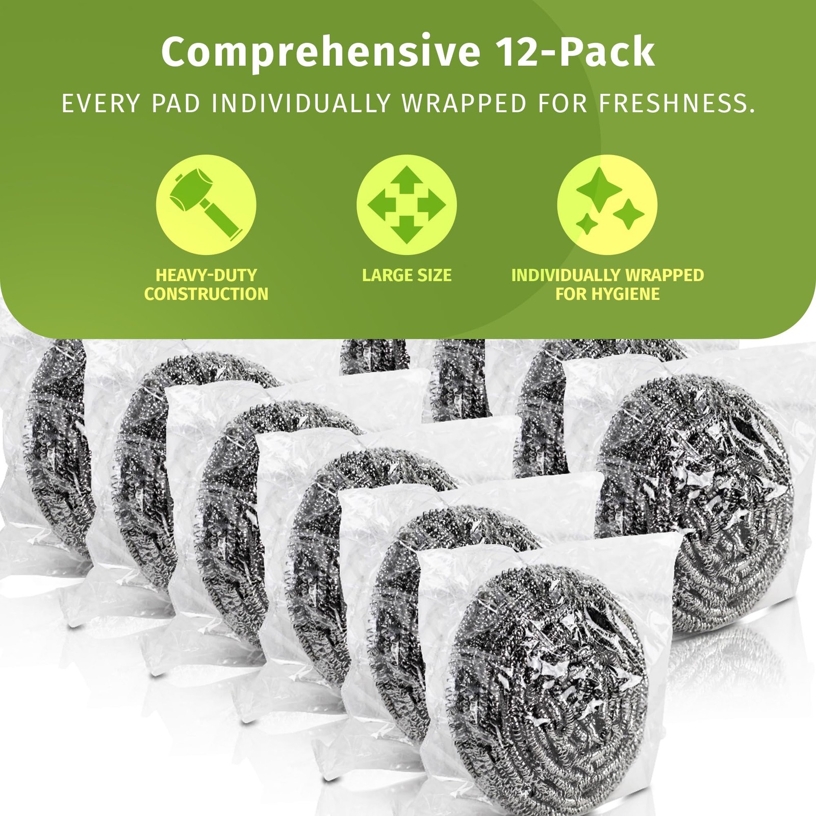 Stainless Steel Cleaner Scouring Pads [12 Pack] – Industrial & Commercial Str…