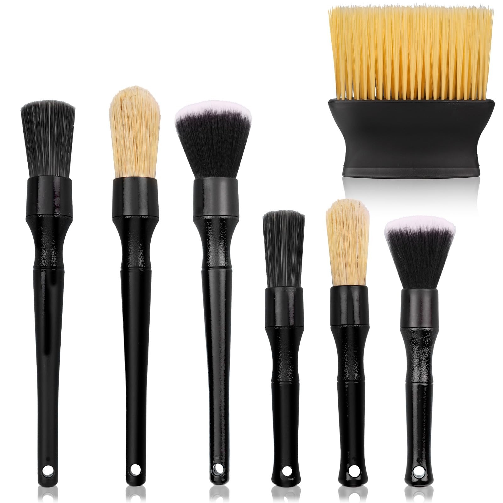 7PCS Car Detailing Brush Set, Ultra Soft Boars Hair Car Interior Detailing Br…