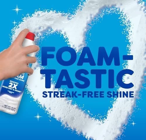 Windex Fast Shine Foam Glass Cleaner, No-Drip 19 Fl Oz, White (Pack of 2)