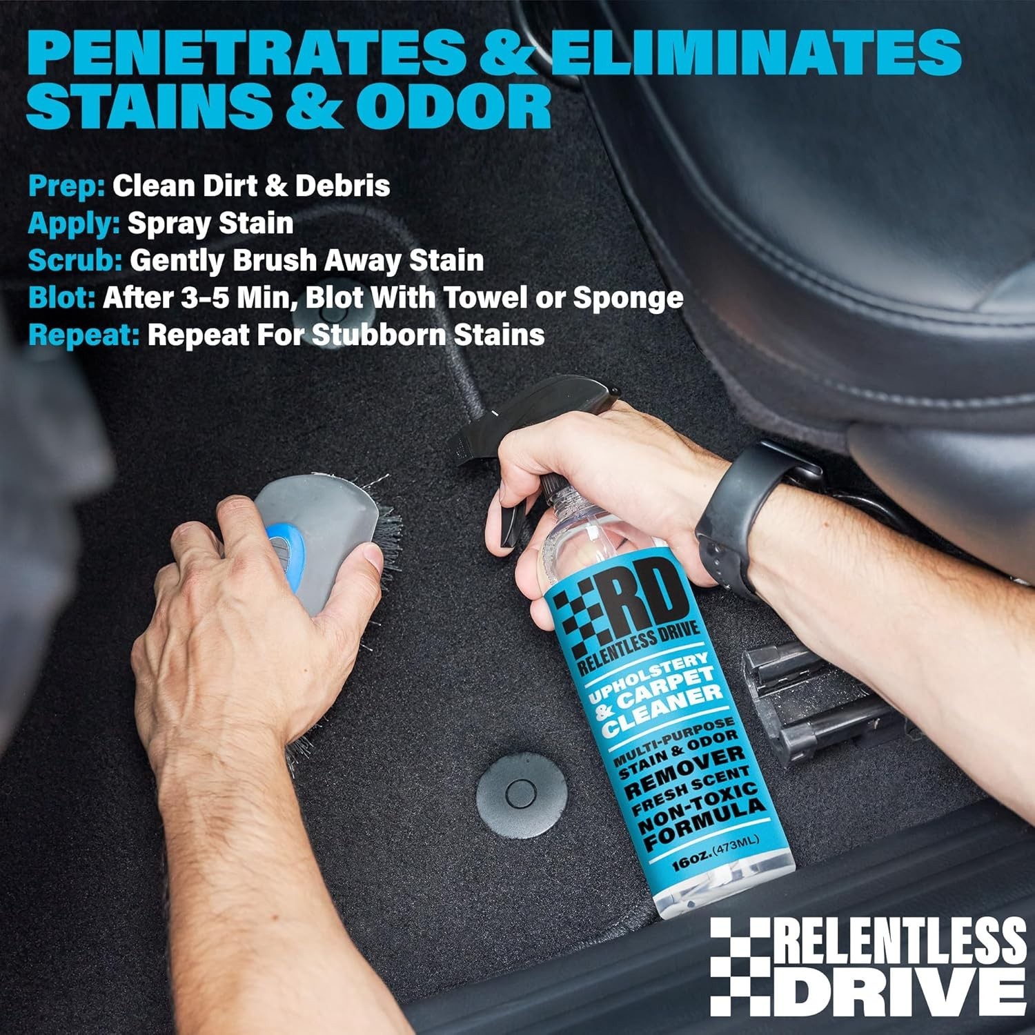 Car Upholstery & Carpet Cleaner – Professional Interior Seat Cleaner for Fabr…