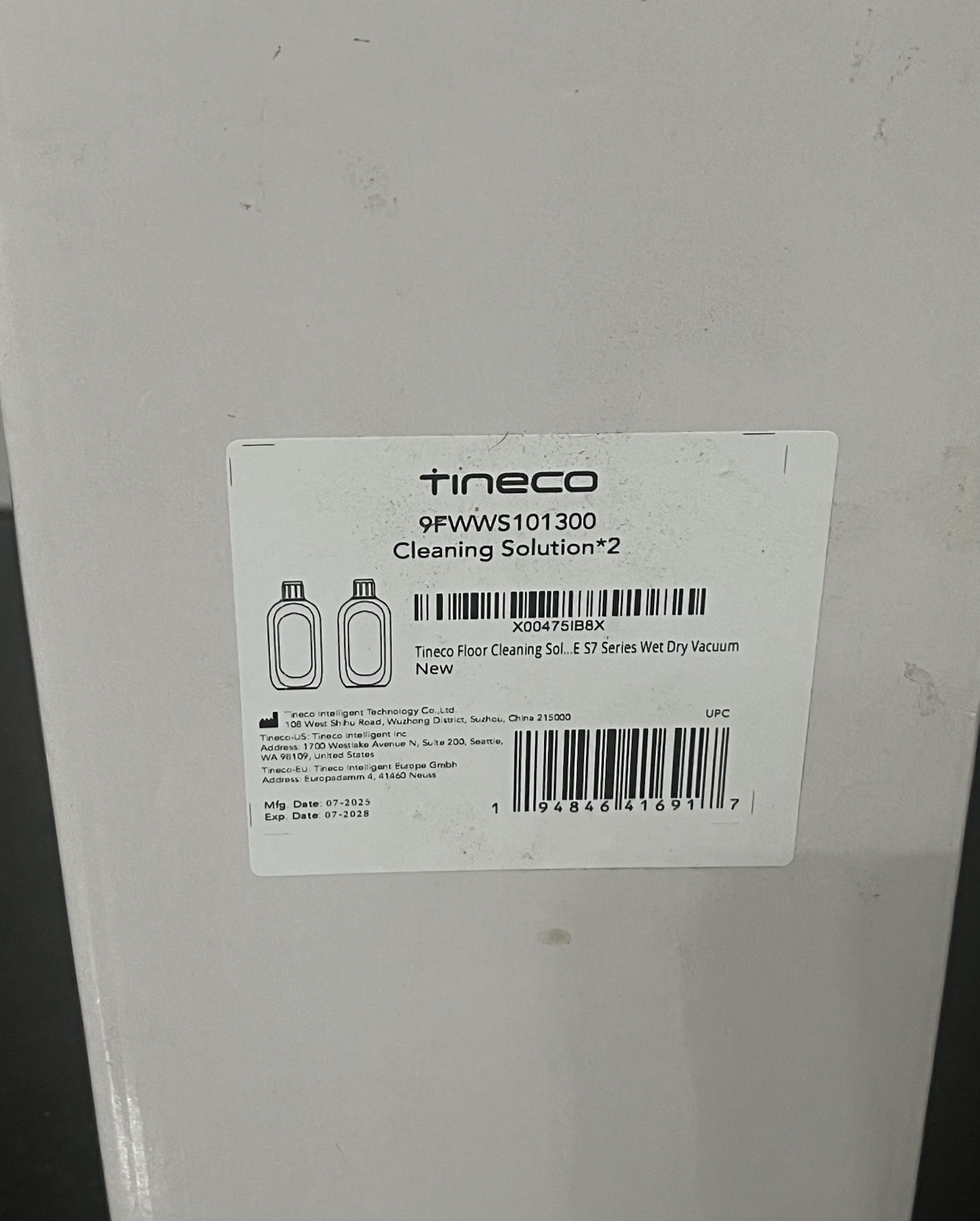 Tineco Cleaning Solution *2.(2) Pack. 9FWWS101300. 33.8 Fl Oz Each. Sealed