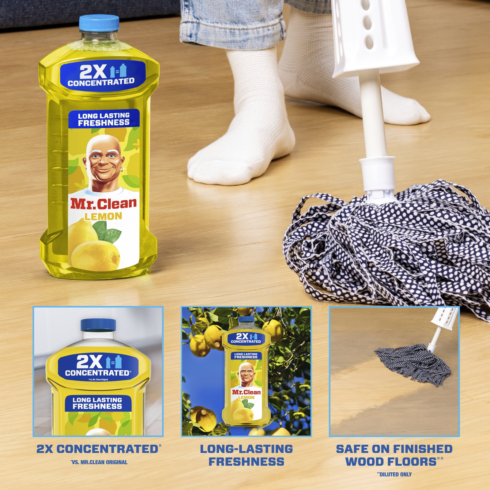 2X Concentrated Floor Cleaner, All Purpose Cleaner, Mop Soap, Lemon, 99 fl oz