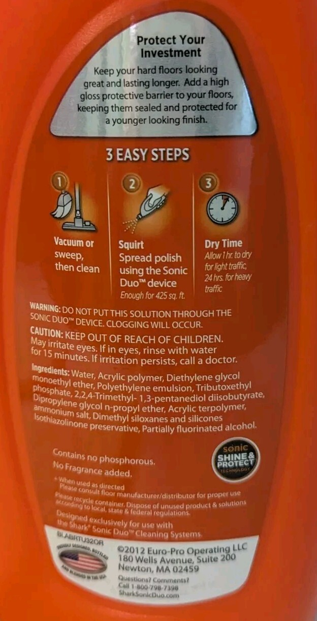 SHARK Wood & Hard Floor Cleaner Wood Floor Polish 72 oz With Pads NEW