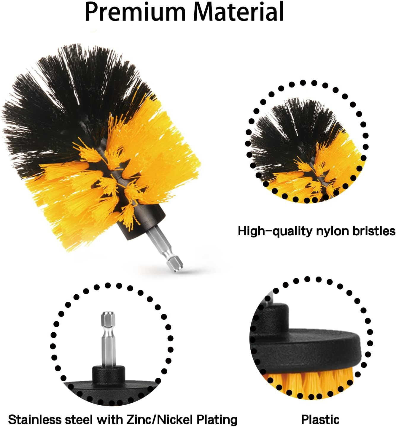Drill Brush Attachment Set, 7 Pack 1/4In Power Scrubber Brush + Extend Long Atta