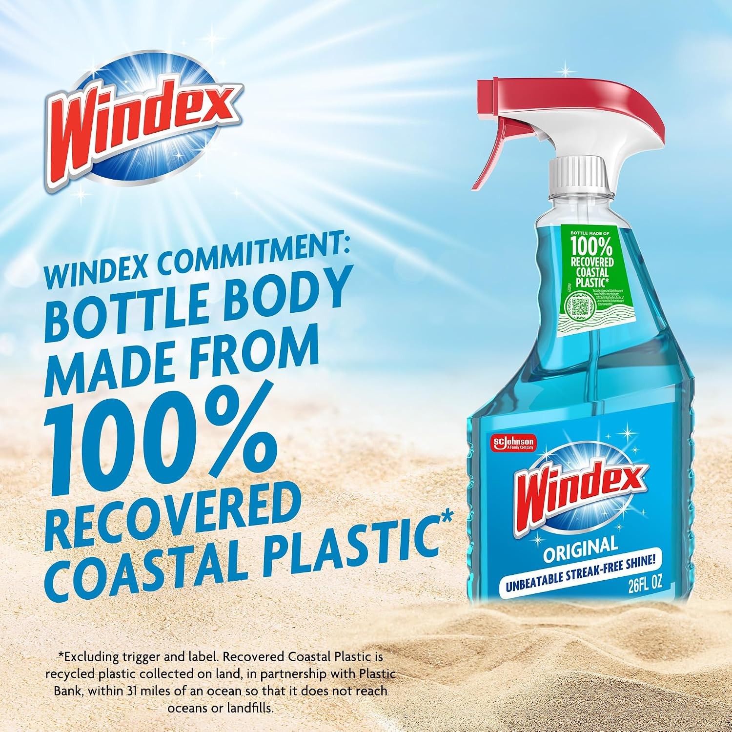 Windex Glass and Window Cleaner Spray Bottle, Packaging Designed to Prevent Leak