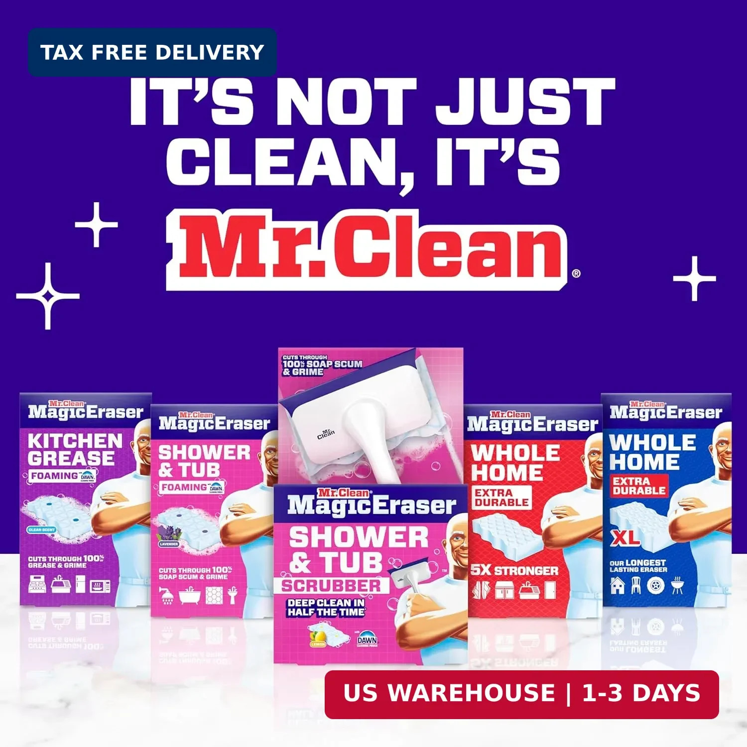 Mr. Clean Magic Eraser Sponge, All Purpose Cleaner, Cleaning Scrubber, Wall, Sne
