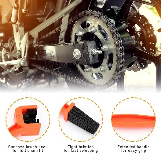 2 PCS Motorcycle Chain Brush, Bicycle Chain Cleaning Brush Tool, Color: Orange