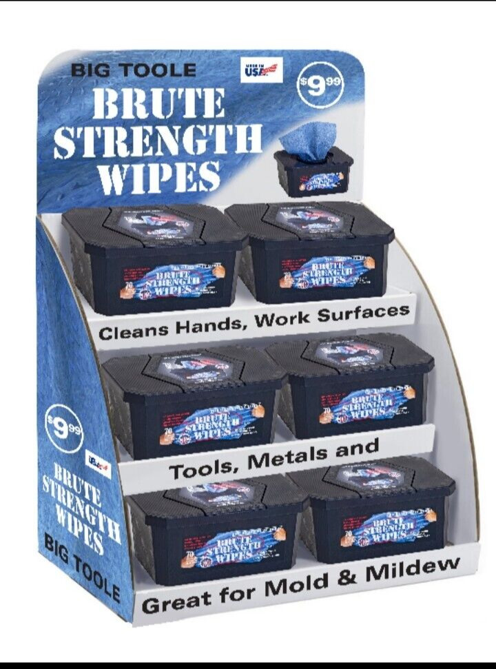 Brute Strength Wipes with BZK 12 pack for cleaning mold and mildew-ink, grease