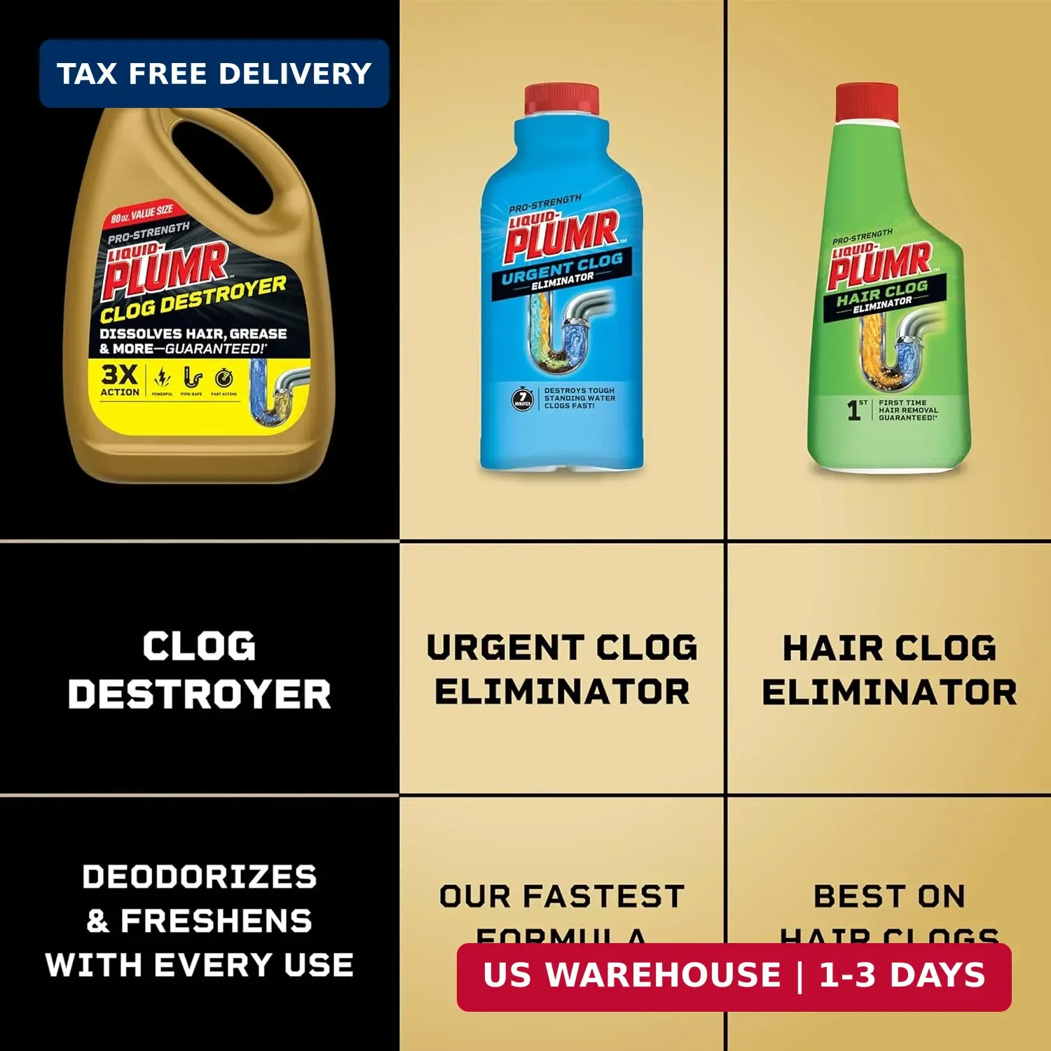 Liquid-Plumr Pro-Strength Full Clog Destroyer, Bathroom & Kitchen Sinks, Shower