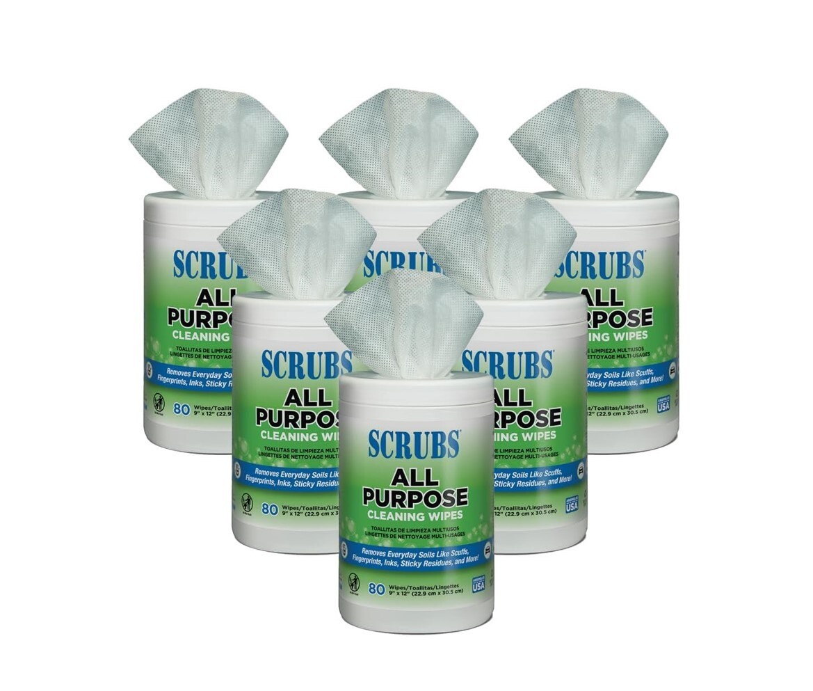 Scrubs 96580 All Purpose Cleaning Wipes, 6 Buckets of 80 Towels each, Free Ship