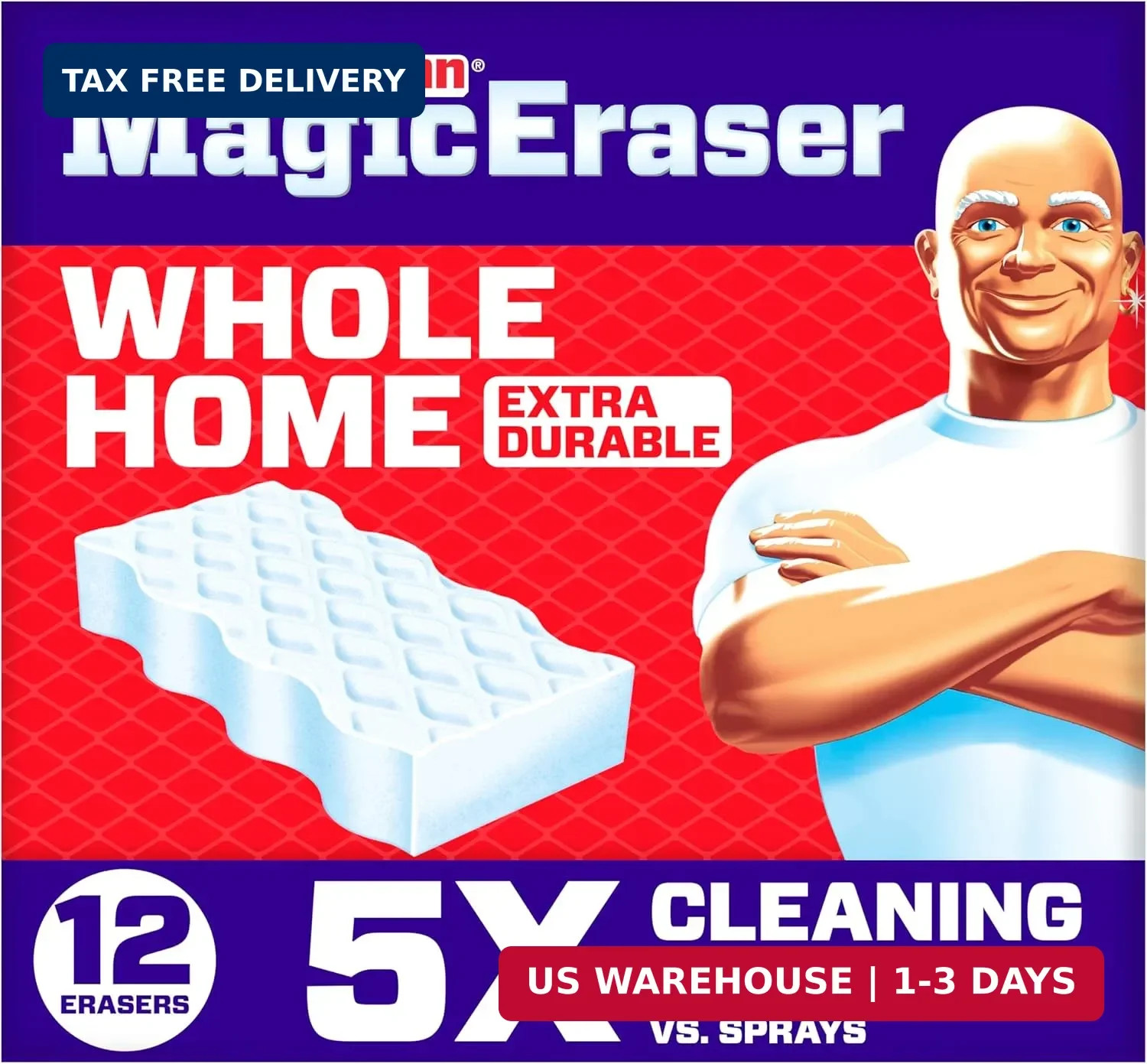 Mr. Clean Magic Eraser Sponge, All Purpose Cleaner, Cleaning Scrubber, Wall, Sne