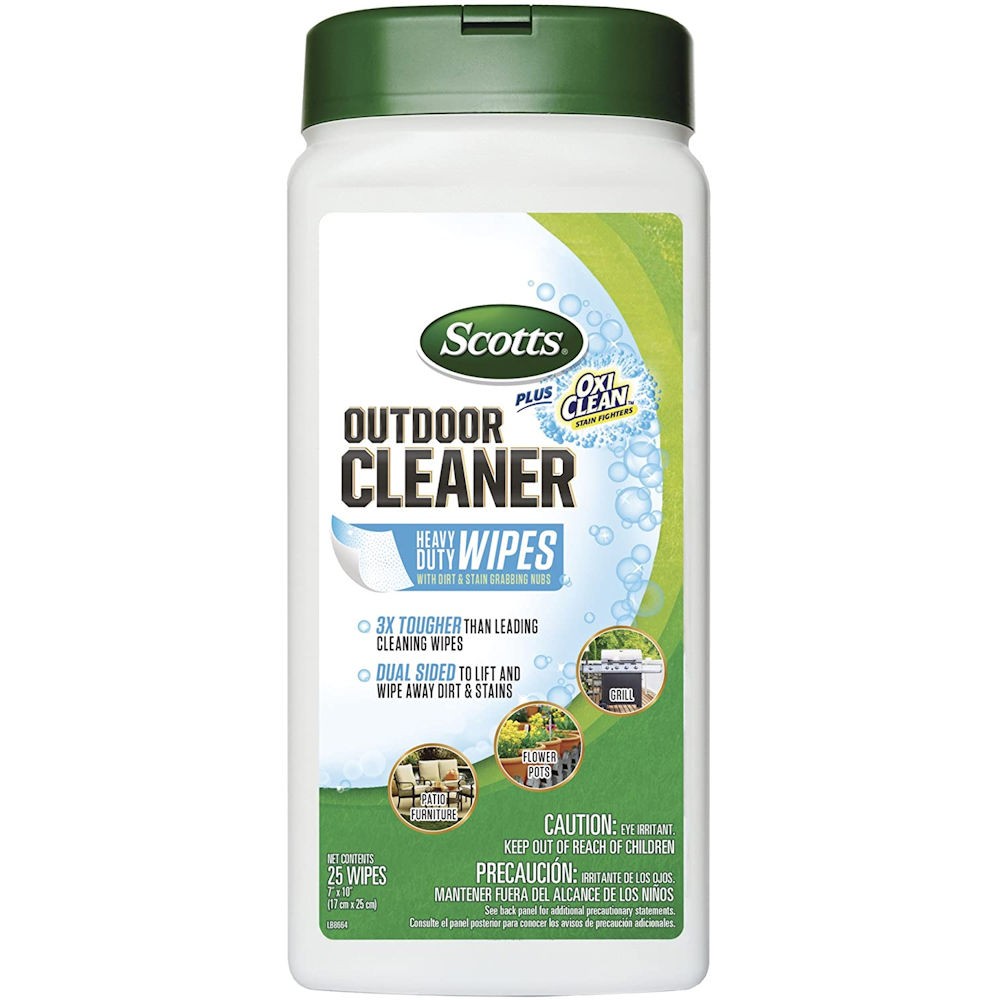 Scotts Outdoor Cleaner Plus­ OxiClean Heavy Duty Wipes 25 CT Container, 12 Pack