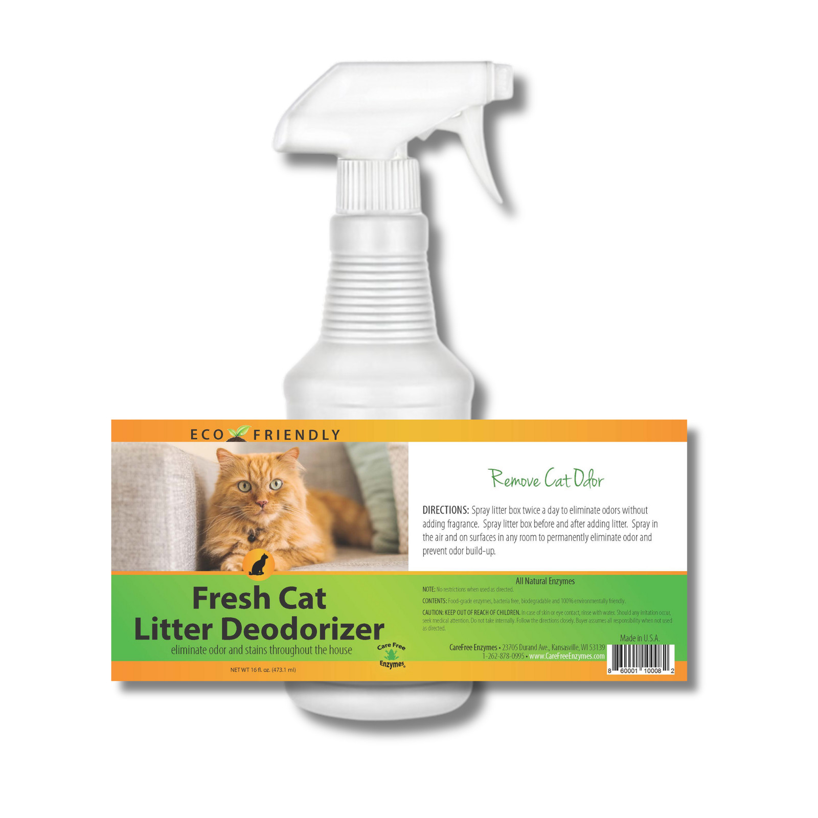 Natural Cat Litter Box Deodorizer Spray | Eliminates Ammonia Odor | Fresh Cat De