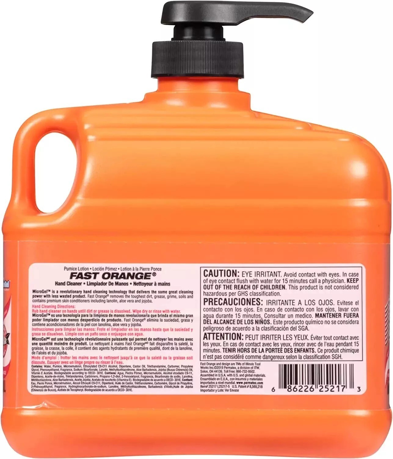 Fast Orange Permatex 25217 Pumice Lotion, Heavy Duty Hand Cleaner 64 Fl Oz-1pk