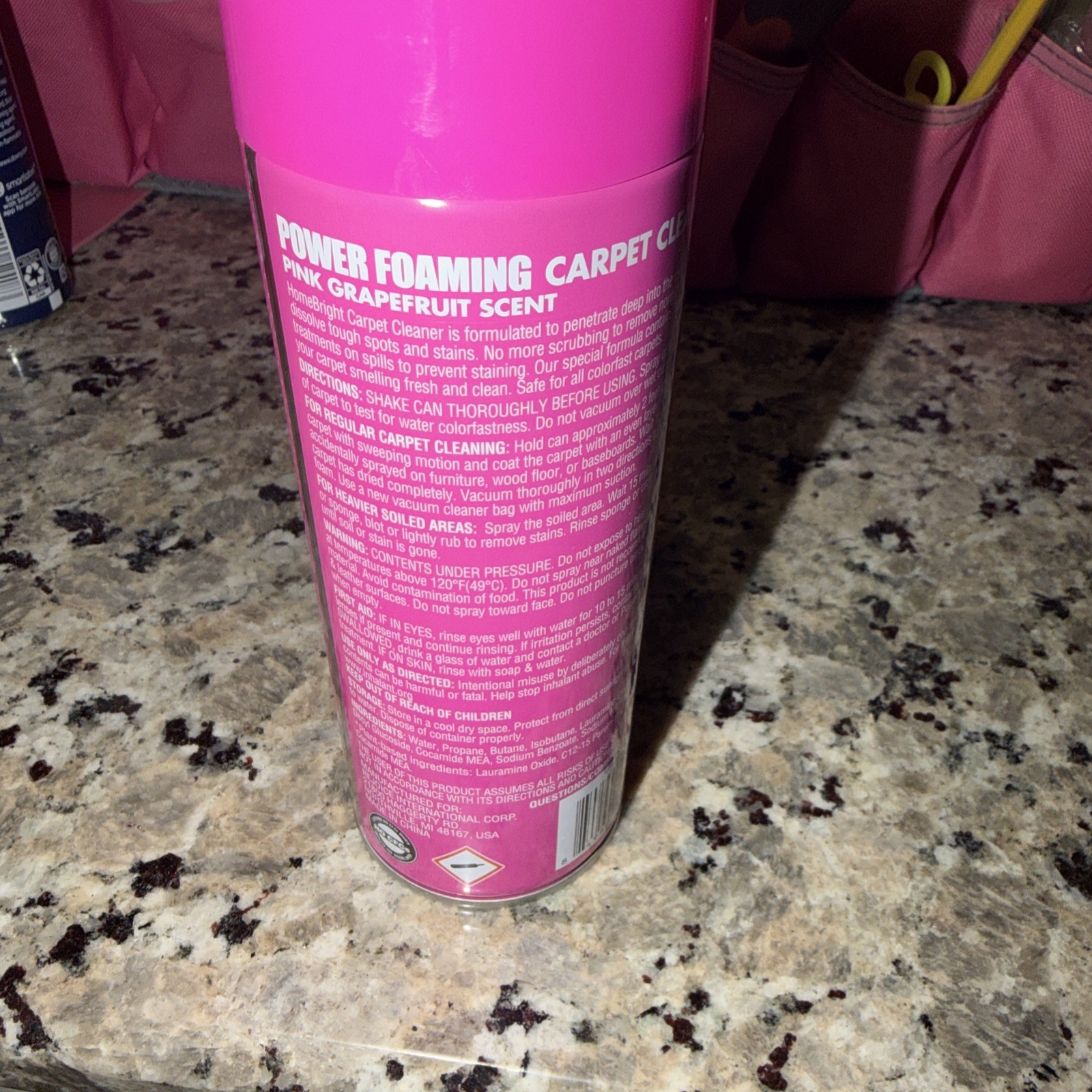 2 Cans HomebrIght Power Foaming Carpet Cleaner Pink Grapefruit Scent 12 Oz