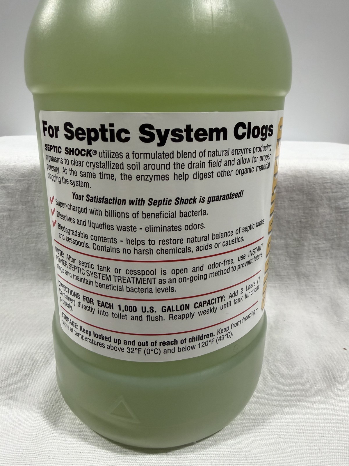 Instant Power Septic Shock, 67.6 fl oz (2 Liter), Super Charged for Clogged Sept