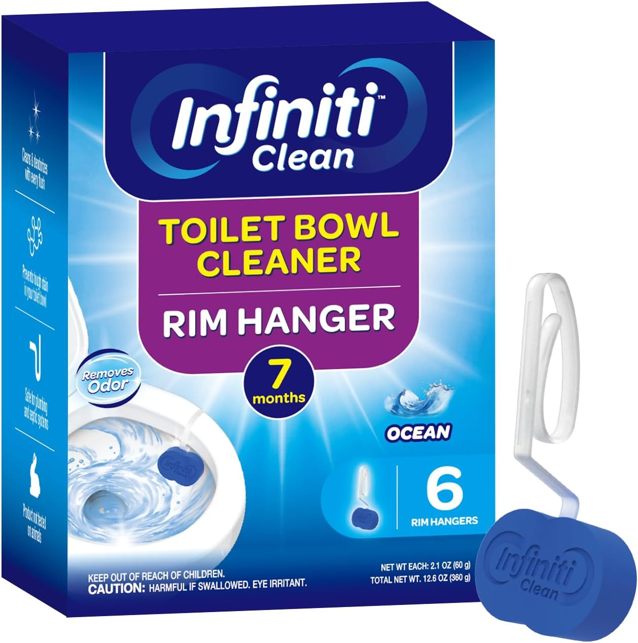 Toilet Bowl Cleaner Rim Hanger, 6 Count Automatic Bowl Toilet Cleaner, Cleans an
