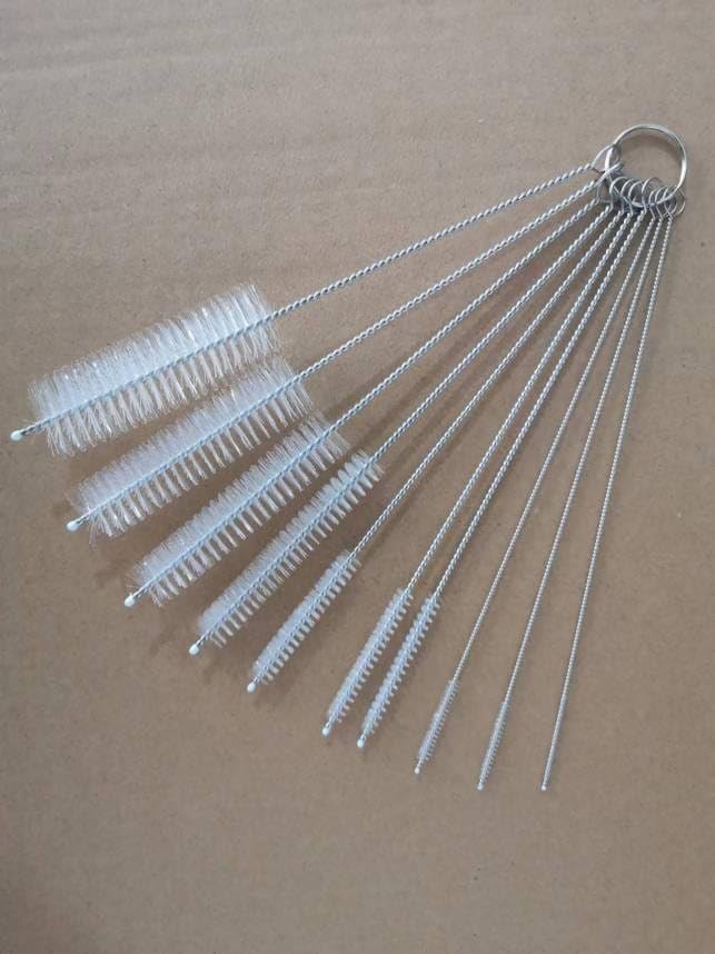 10 Pack Reusable Straw Cleaner Brushes Stainless Steel Handles Nylon Bristles