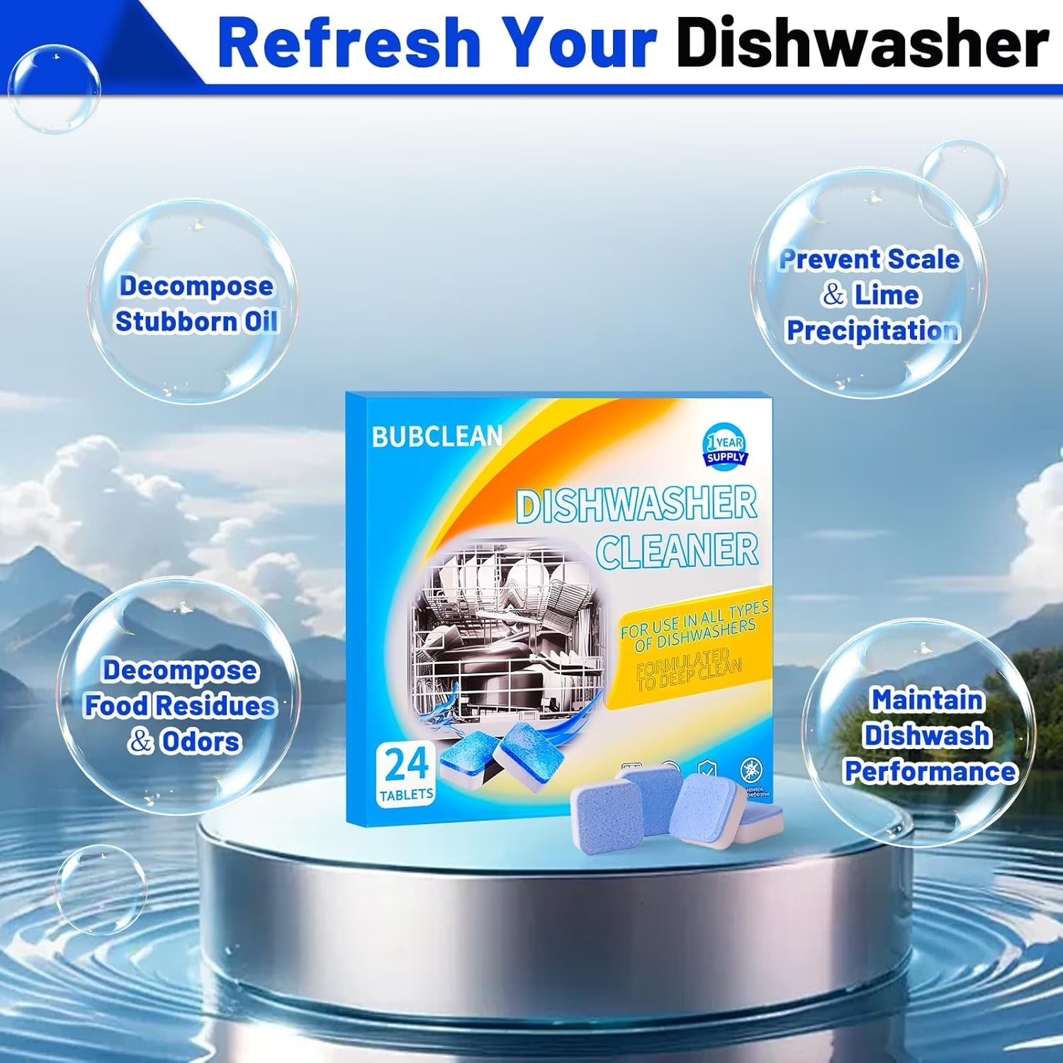 BUBCLEAN 24 Count Garbage Disposal Cleaner Tablets Citrus Foaming Sink Care