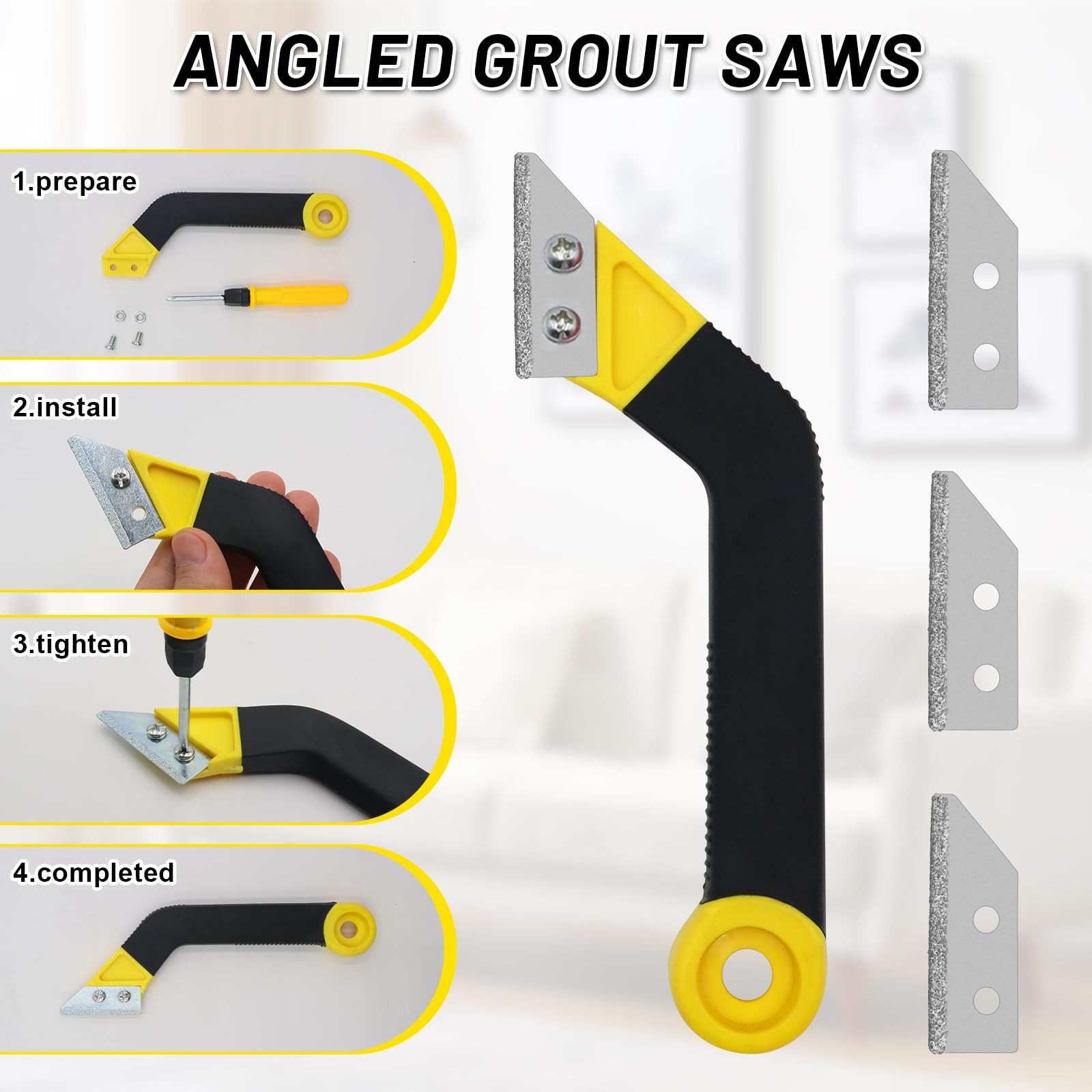 37 Pack Grout Removal Tool Kit, 3 Tile Grout Saws with 20 Extra Cleaning Blad…