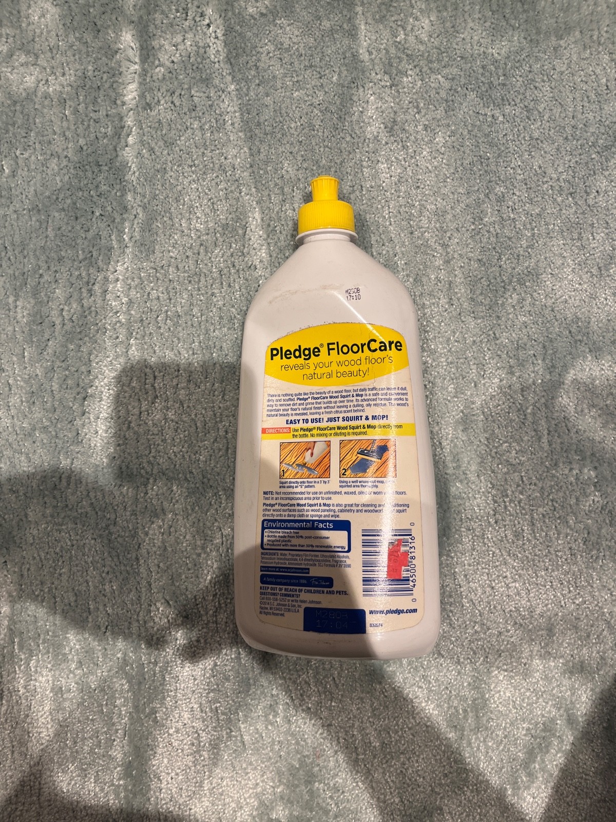 Pledge Floor Care Hardwood Cleaner Squirt & Mop Lemon Scent Polish 27 Oz