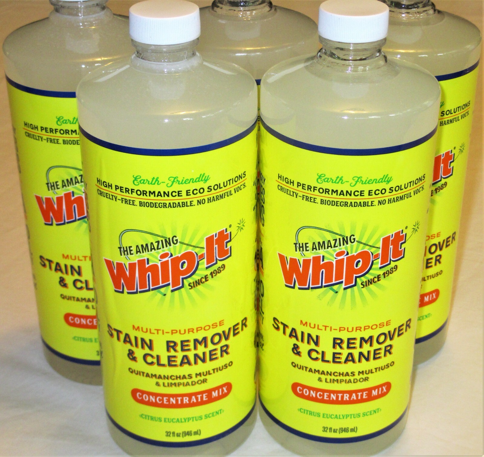 Lot of 2 WHIP-IT Concentrate MIRACLE CLEANER Eucalyptus Oil Multi Stain Remover