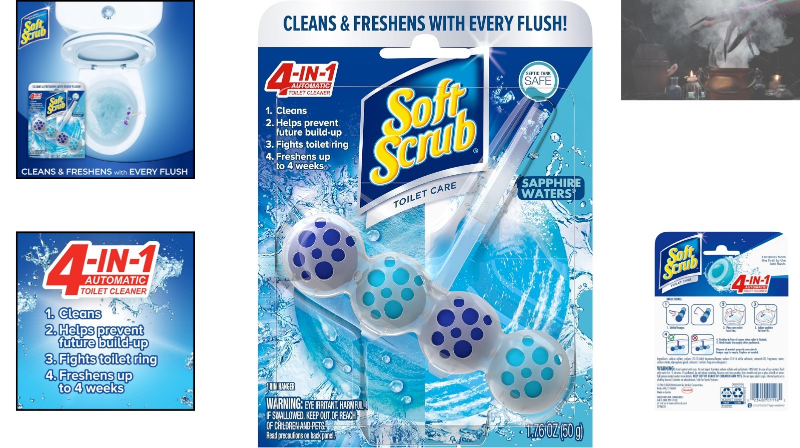 4-in-1 Toilet Care Rim Hanger in Sapphire Waters – Lasts 4 Weeks Freshness