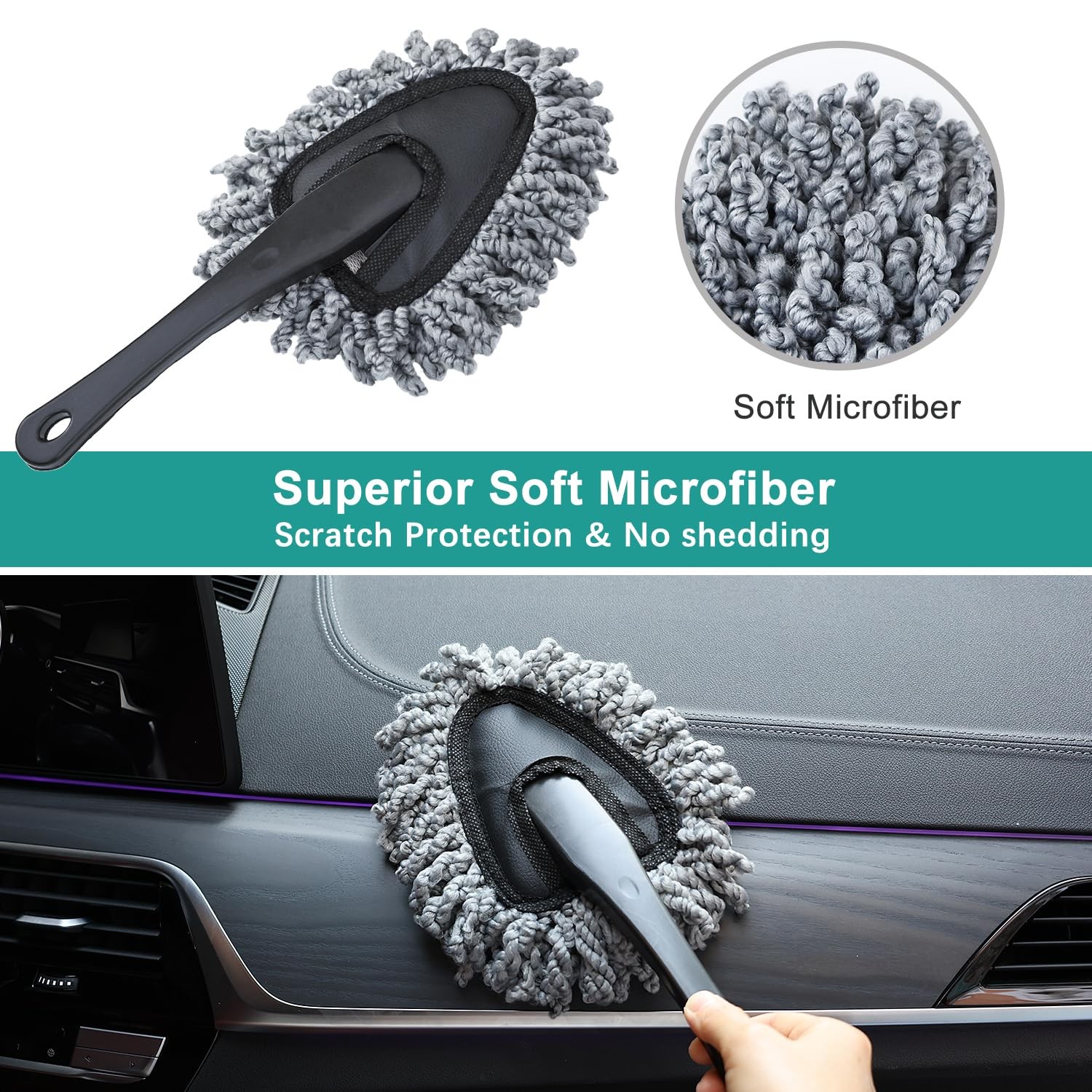2 Pcs Super Soft Microfiber Duster Brush, Car Dash Cleaner, Cleaning Brush, D…