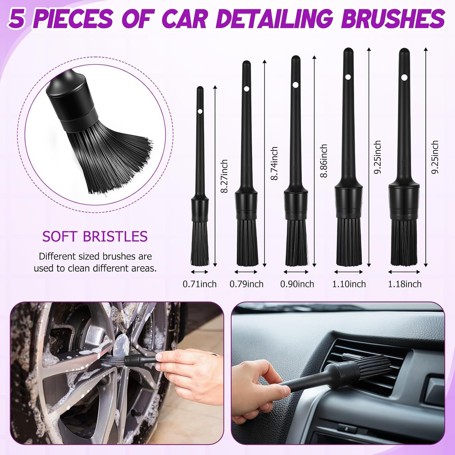 16 Pcs Windshield Cleaner Tool, Car Cleaning Kit with Various Detailing Brushes