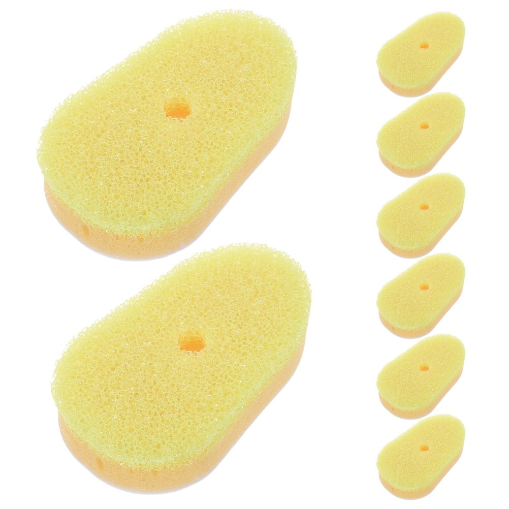 8Pcs Kitchen Dish Wand Sponge Refills Soft Yellow Washable Scrubber Pads