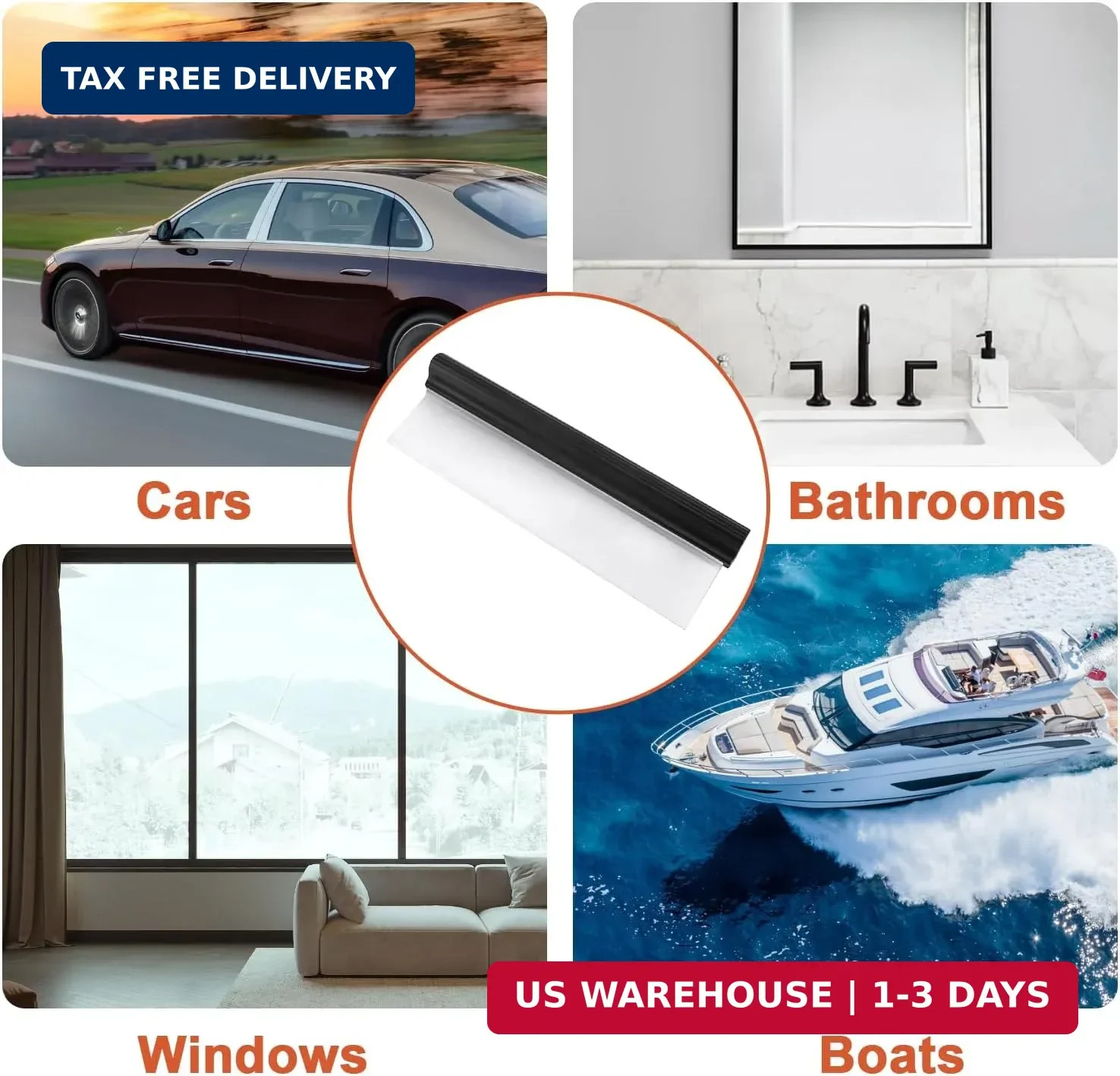 Car Water Blade Squeegee, Silicone Automotive Quick Drying Wiper Blade Squeegee,