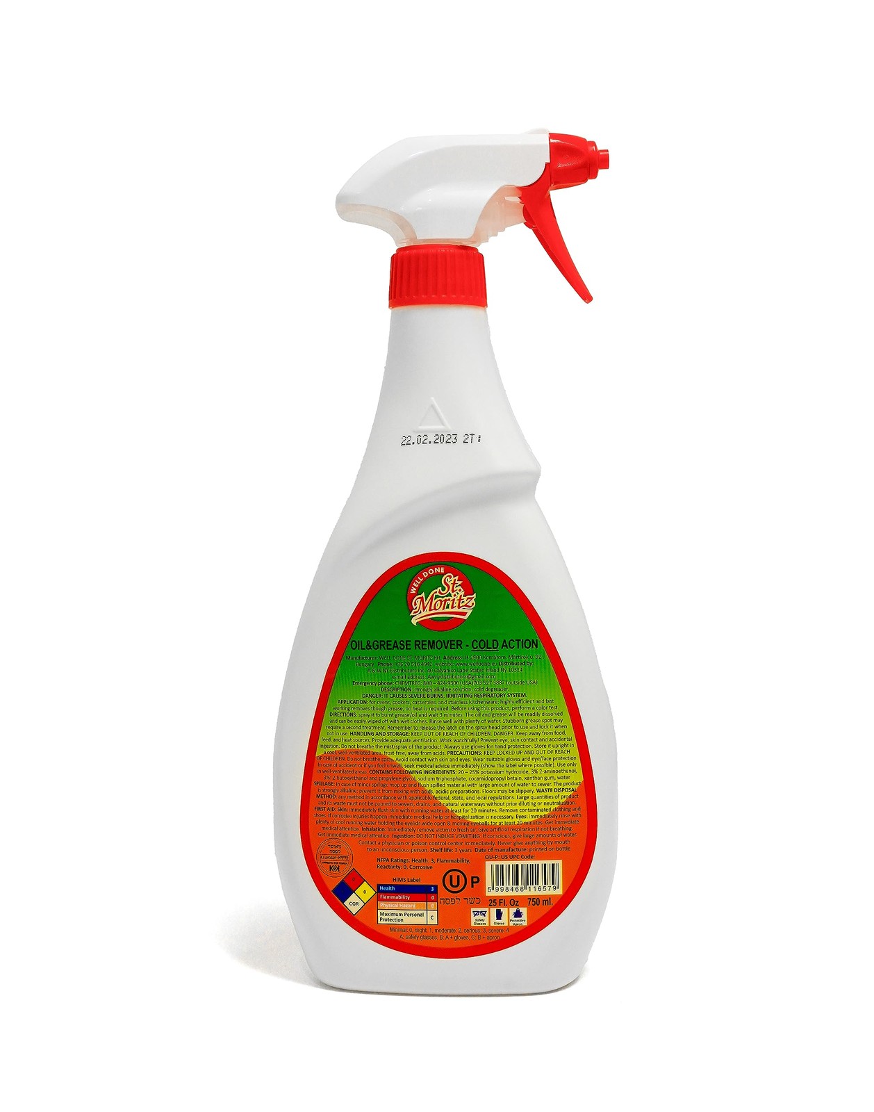 St. Moritz Oil & Grease Remover – Cold Action Fume Free, 27 Oz.