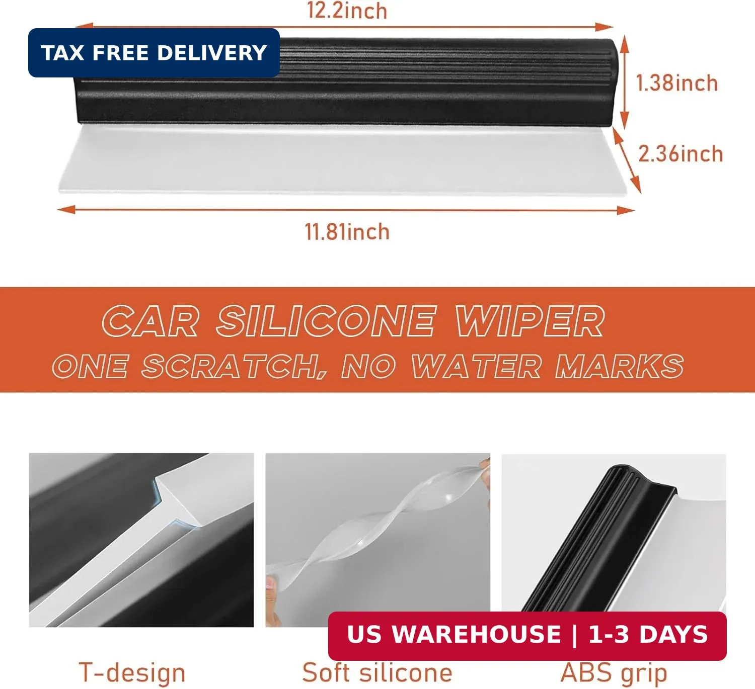 Car Water Blade Squeegee, Silicone Automotive Quick Drying Wiper Blade Squeegee,