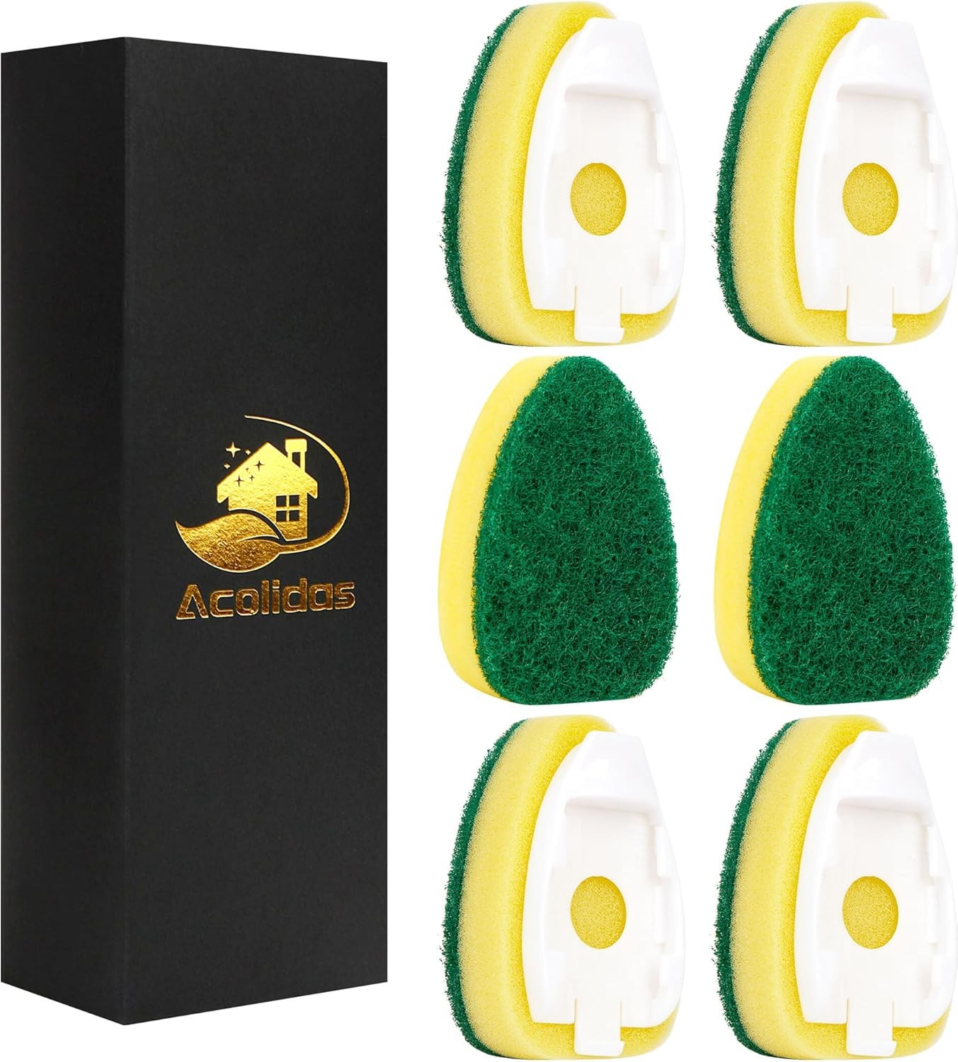 Non Scratch Dishwand Refills 6 Pack, Non-Scratch Replacement Sponge Heads for