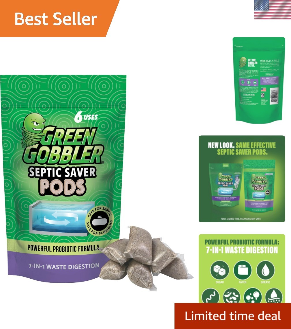 Green Gobbler Septic Saver – 6 Enzyme Treatment for Odor-Free Solutions