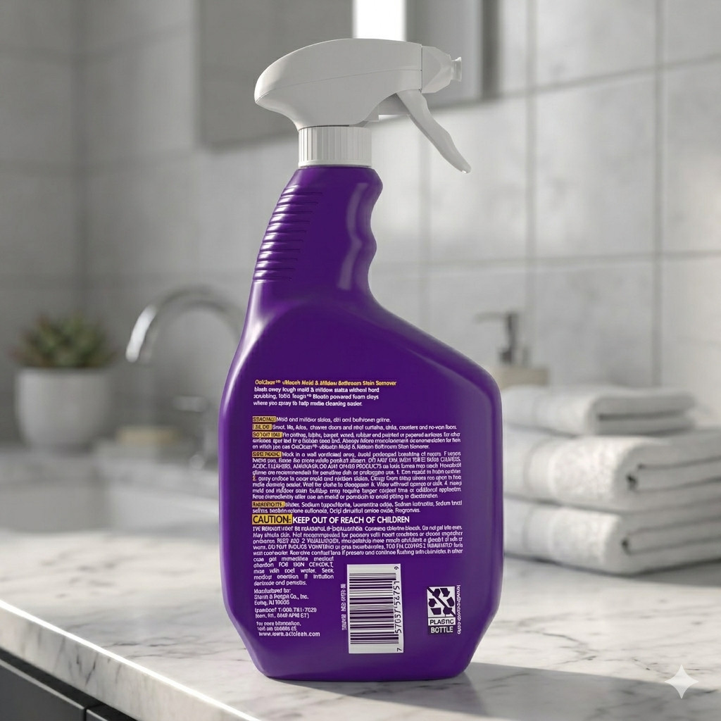 OxiClean Plus Bleach, No Drip Foam, Mold & Mildew Bathroom Stain Remover, 30 oz