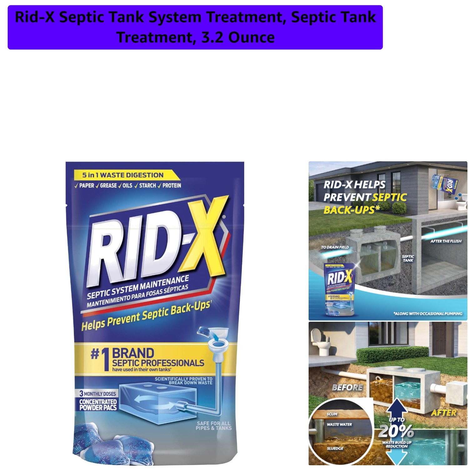 Trusted 3.2 Oz Septic Treatment – Natural Flushable Pods for 1500 Gallon Tanks
