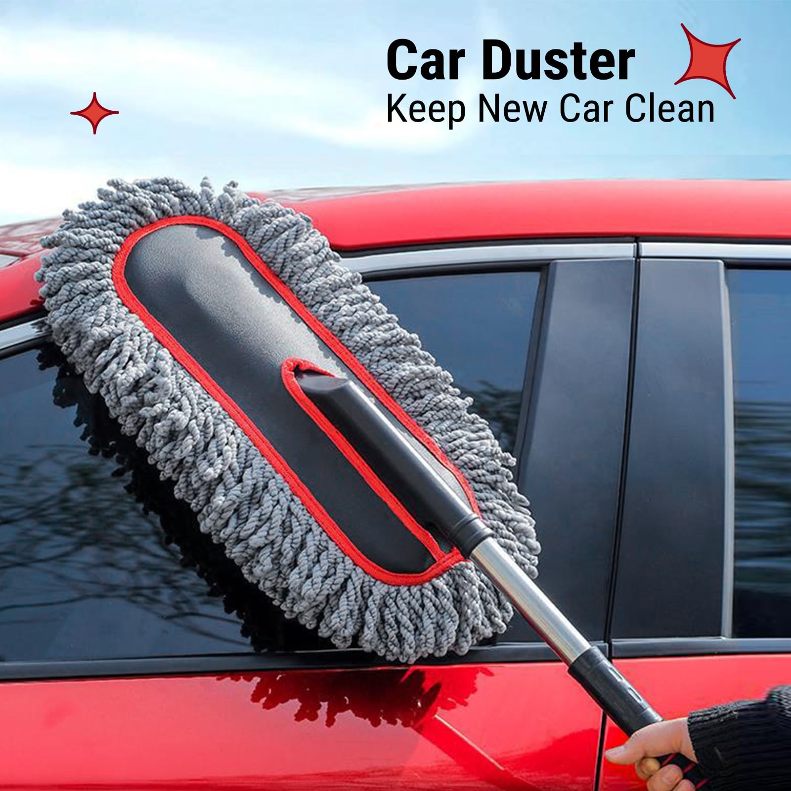 Car Duster Exterior Scratch Microfiber Car Cleaning Brush, Extendable Handle …