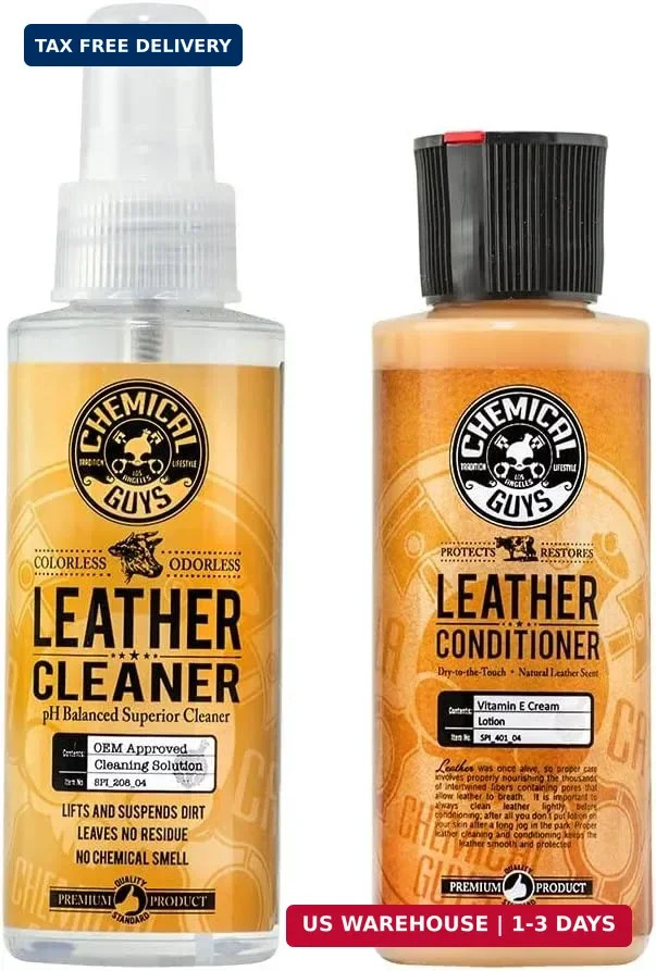 Chemical Guys Leather Cleaner and Conditioner Kit – 2 Bottles (4 oz Each), Car C